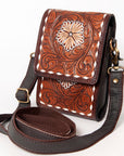 OHLAY KBA127 Cell Phone Holder 100% cotton Denim Genuine Leather women bag western handbag purse