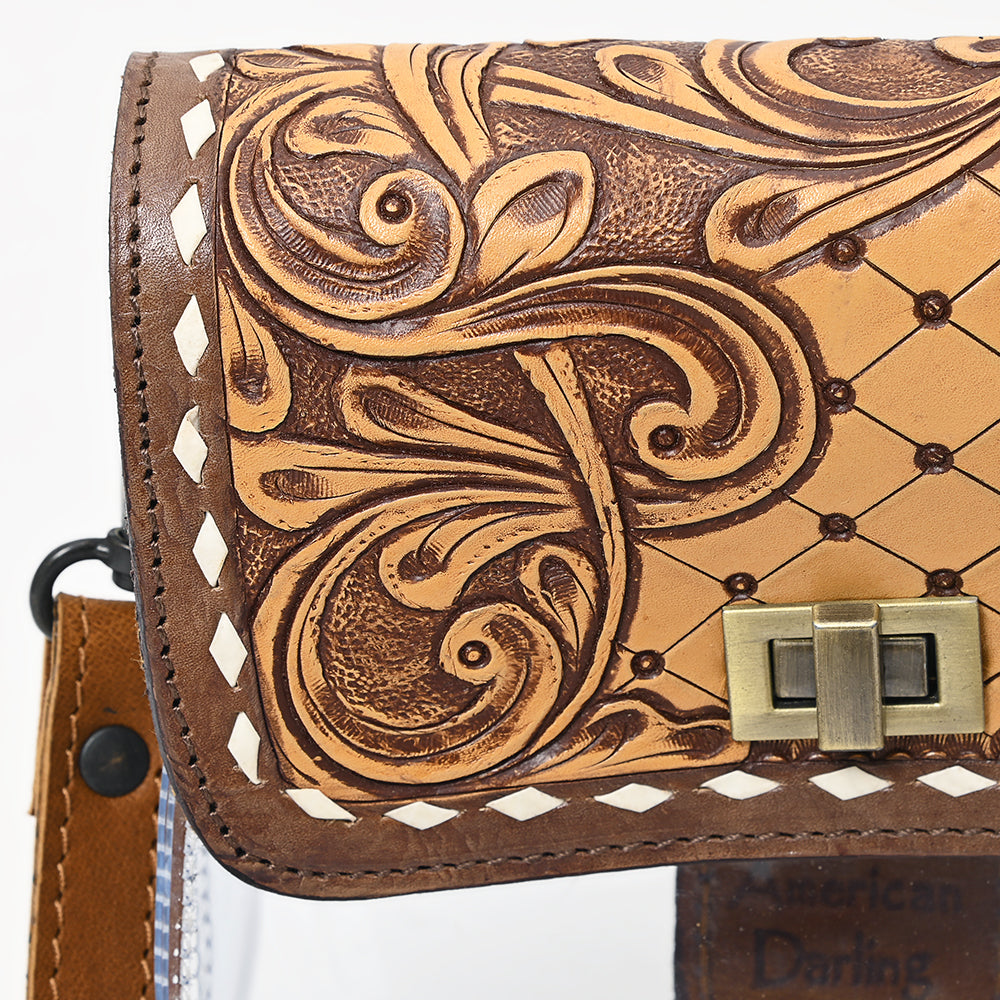 American Darling ADBGZ722 Clear Bag Hand Tooled Genuine Leather Women Bag Western Handbag Purse