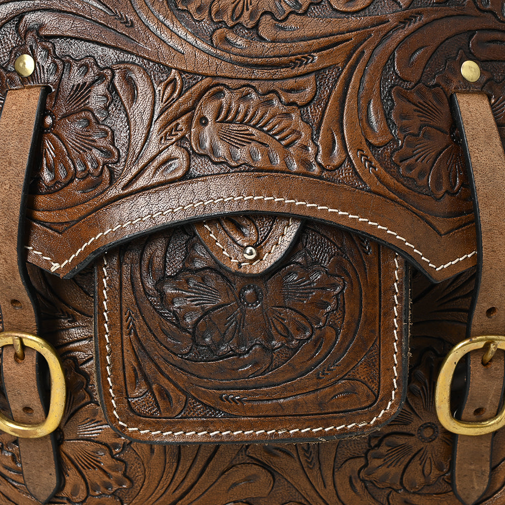 Hilason Western Horse Leather Saddle Bag Heavyduty Traditional Trail Ride