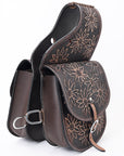 Hilason Floral  Western Horse Leather Saddle Bag Heavyduty Traditional Trail Ride