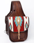 Hilason Floral  Western Horse Leather Saddle Bag Heavyduty Traditional Trail Ride
