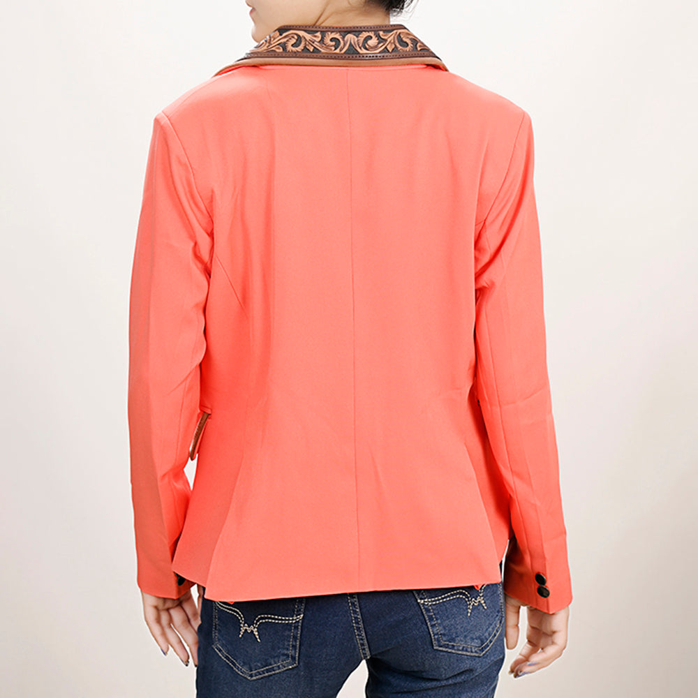 ADBZ706 Genuine leather Hand tooled hand carved Women Blazer dress jacket ladies Girl