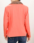 ADBZ706 Genuine leather Hand tooled hand carved Women Blazer dress jacket ladies Girl