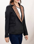 ADBZ707 Genuine leather Hand tooled hand carved Women Blazer dress jacket ladies Girl