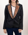 ADBZ707 Genuine leather Hand tooled hand carved Women Blazer dress jacket ladies Girl