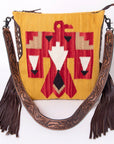 American Darling Saddle Blanket Genuine Leather Women Bag Western Handbag Purse