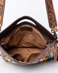 American Darling Clutch Hand Tooled Saddle Blanket Fabric Genuine Leather Western Women Bag Handbag Purse | Purses for Cute