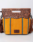 American Darling Clutch Hand Tooled Saddle Blanket Fabric Genuine Leather Western Women Bag Handbag Purse | Purses for Cute