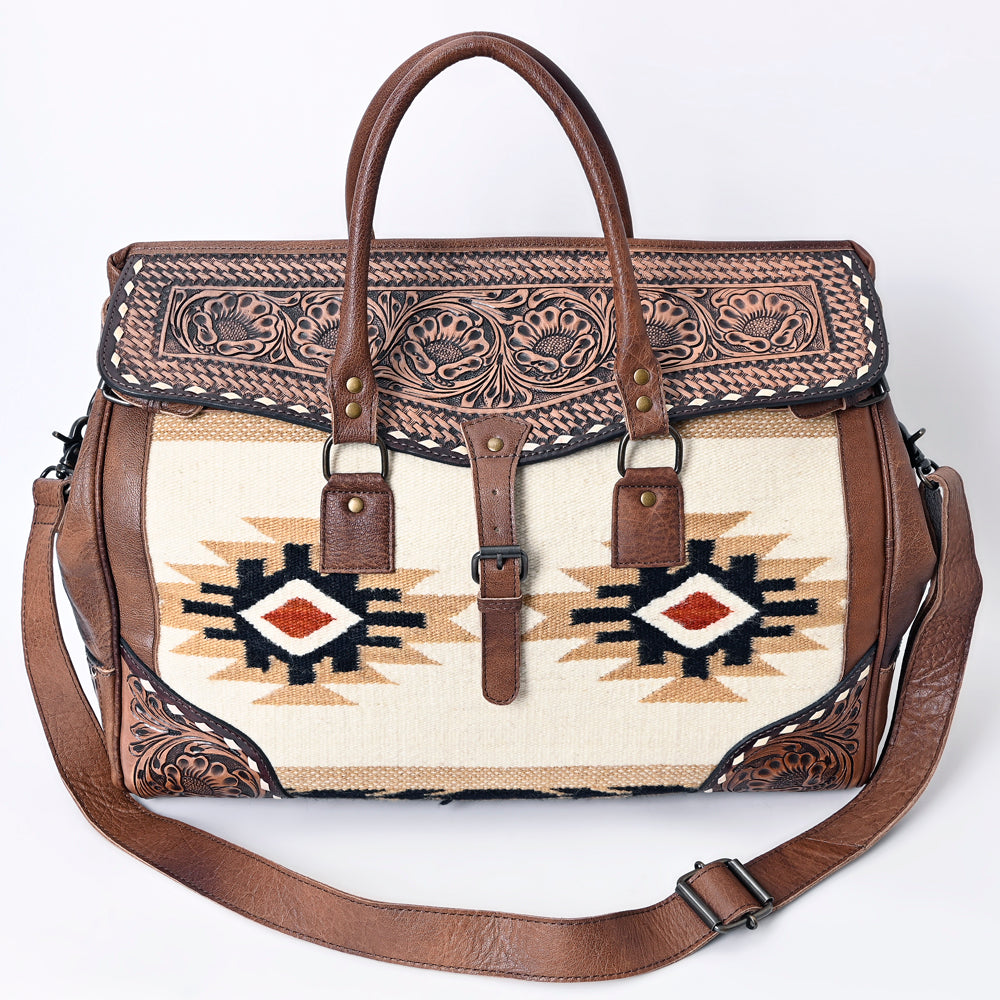 American Darling ADBG516 Duffel Hand Tooled Saddle Blanket Genuine Leather Women Bag Western Handbag Purse