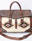 American Darling ADBG516 Duffel Hand Tooled Saddle Blanket Genuine Leather Women Bag Western Handbag Purse
