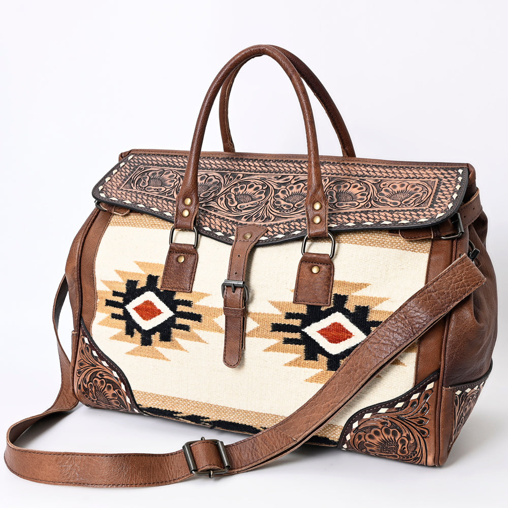 American Darling ADBG516 Duffel Hand Tooled Saddle Blanket Genuine Leather Women Bag Western Handbag Purse