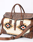 American Darling ADBG516 Duffel Hand Tooled Saddle Blanket Genuine Leather Women Bag Western Handbag Purse