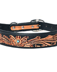 HILASON Western Genuine Leather Heavy Duty Dog Collar Floral Tooled