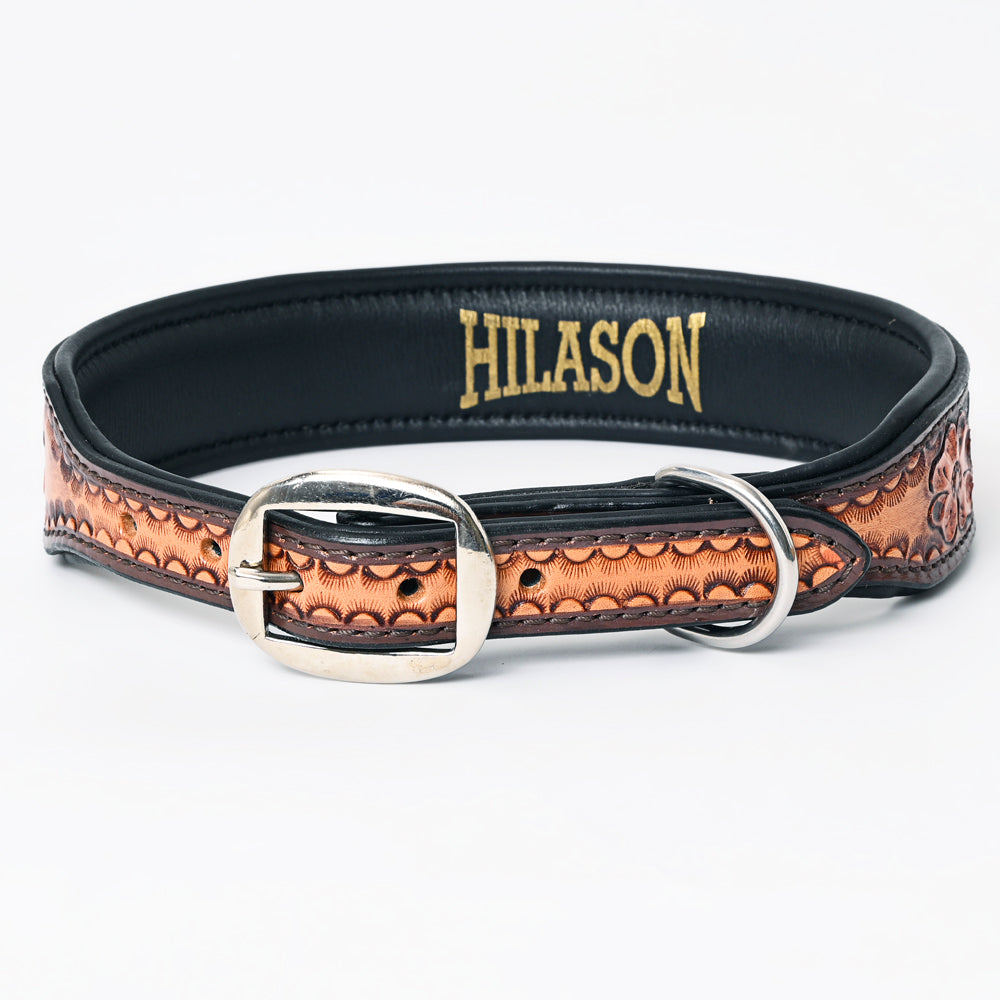 HILASON Western Genuine Leather Heavy Duty Dog Collar Floral Tooled