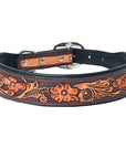 HILASON Western Genuine Leather Heavy Duty Dog Collar Floral Tooled
