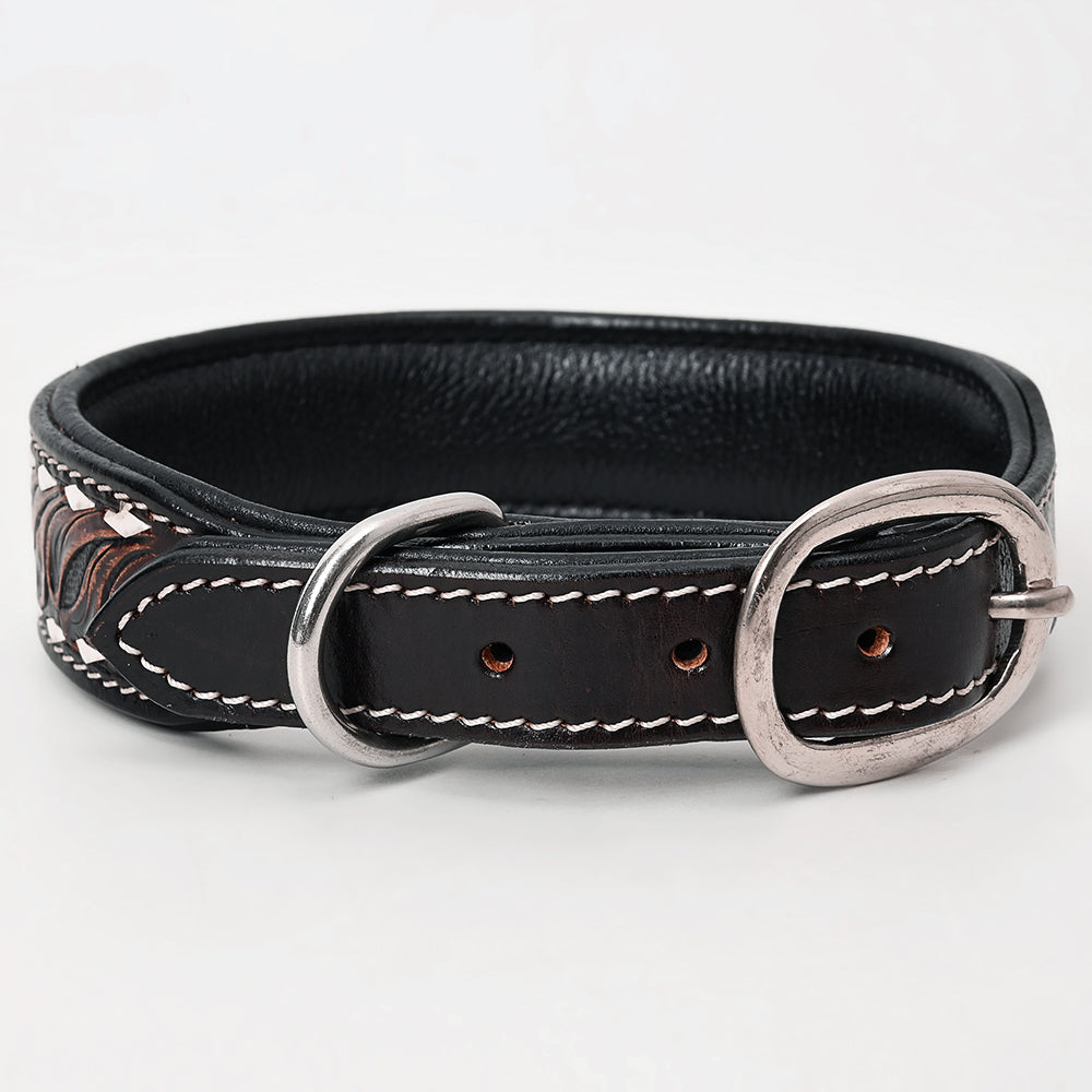 HILASON Western Genuine Leather Heavy Duty Dog Collar Floral Tooled