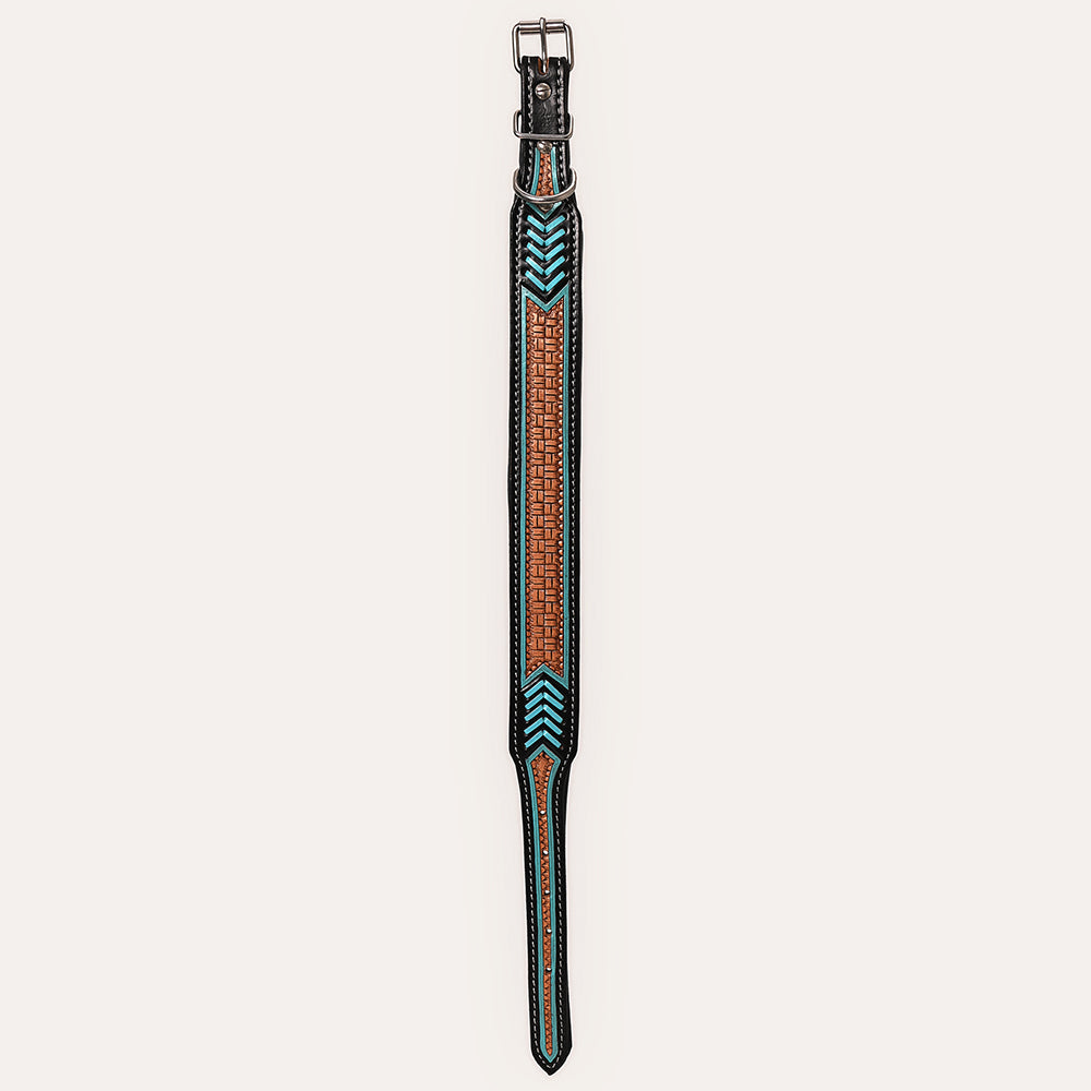 HIlason Genuine Leather Dog Collar Hand Tooled