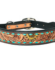 HILASON Western Genuine Leather Heavy Duty Hand Painted Dog Collar