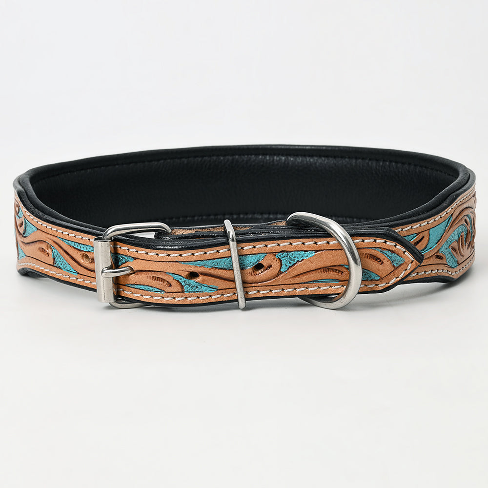 HILASON Western Genuine Leather Heavy Duty Dog Collar Floral Tooled