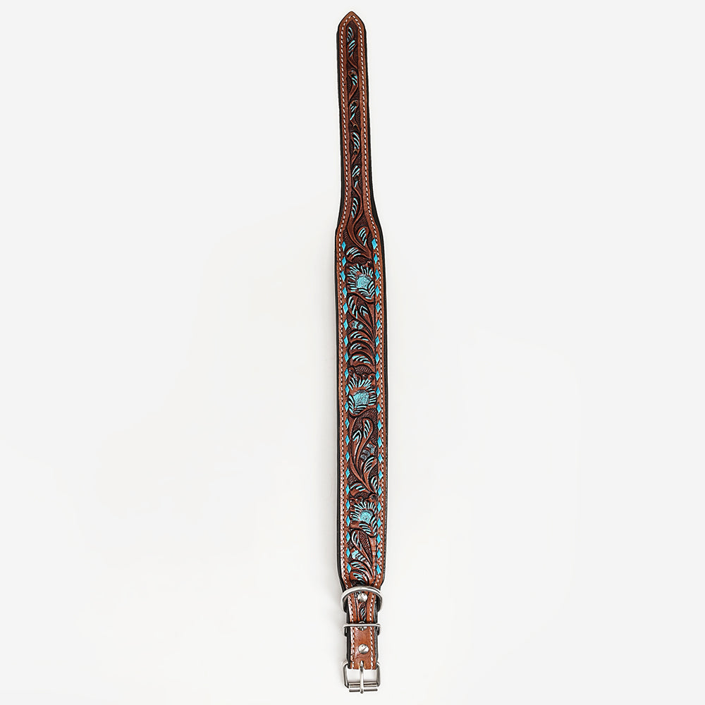 HILASON Western Genuine Leather Heavy Duty Dog Collar Floral Tooled