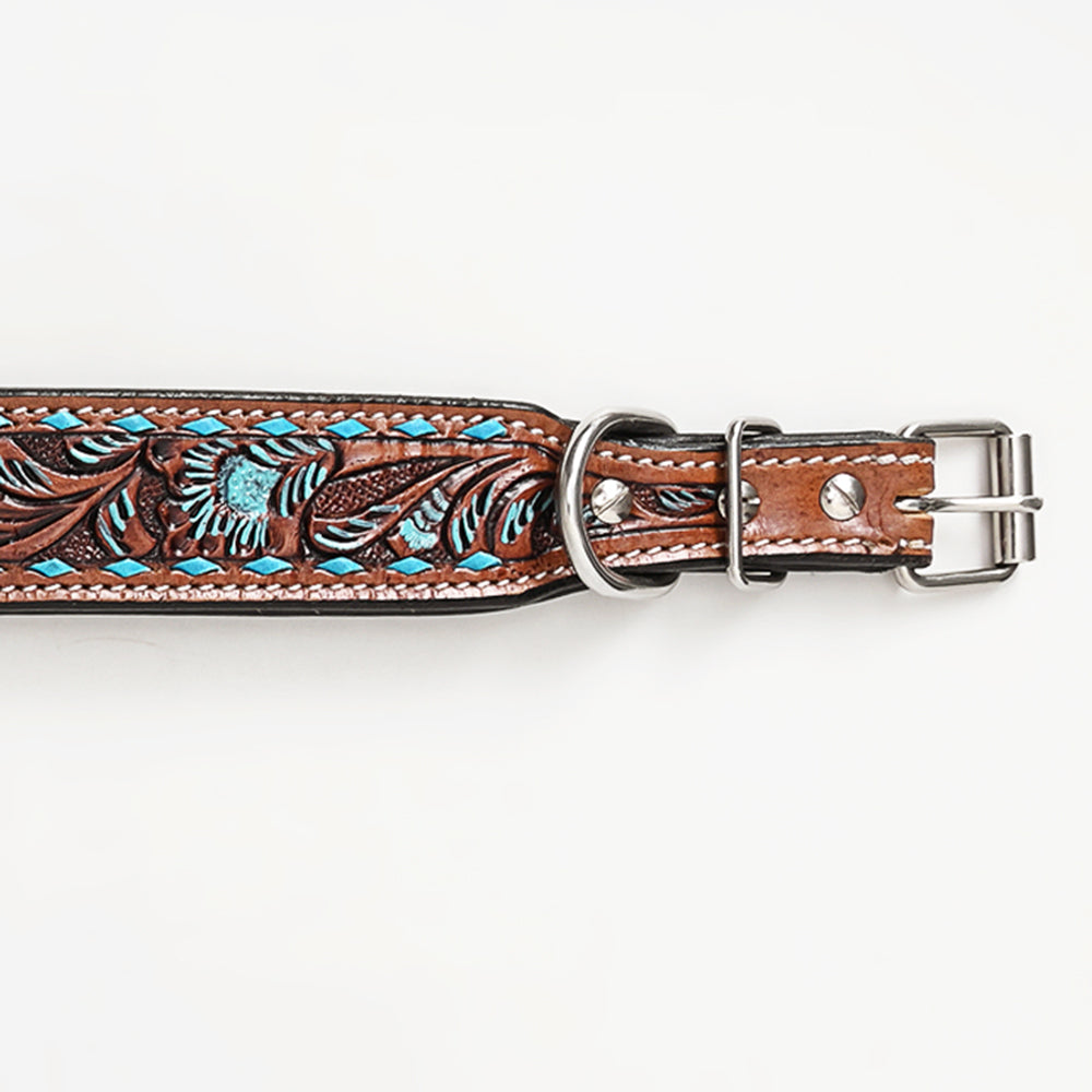 HILASON Western Genuine Leather Heavy Duty Dog Collar Floral Tooled