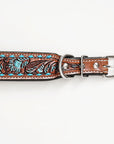 HILASON Western Genuine Leather Heavy Duty Dog Collar Floral Tooled