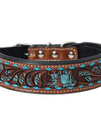 HILASON Western Genuine Leather Heavy Duty Dog Collar Floral Tooled