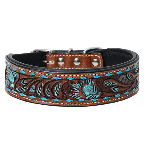 Stylish Floral Hand-Painted Leather Dog Collar | Hilason Western Design