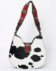 American Darling Hobo Hand Tooled Hair-On Genuine Leather women bag western handbag purse