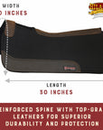 32" X 30" Hilason Horse Saddle PAD Western Contoured Wool Felt Moisture Wicking Black