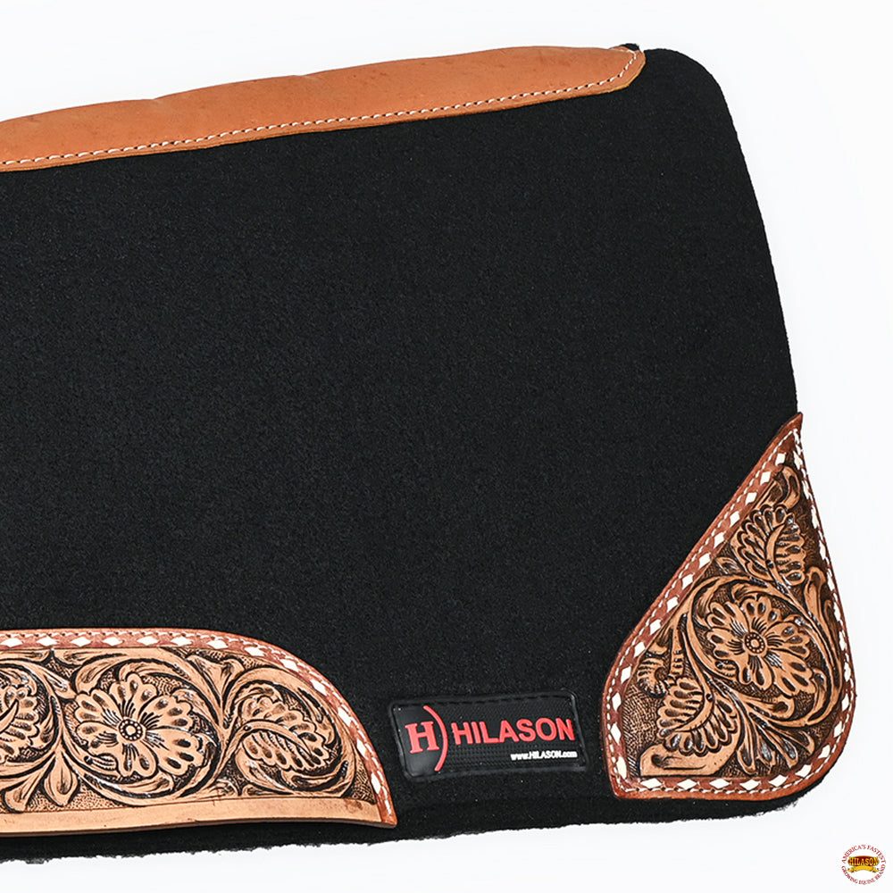 32&quot; X 30&quot; Hilason Horse Saddle PAD Western Contoured Wool Felt Moisture Wicking Black