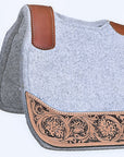 32" X 30" Hilason Horse Western Contoured Wool Felt Therapeutic Saddle Pad Grey