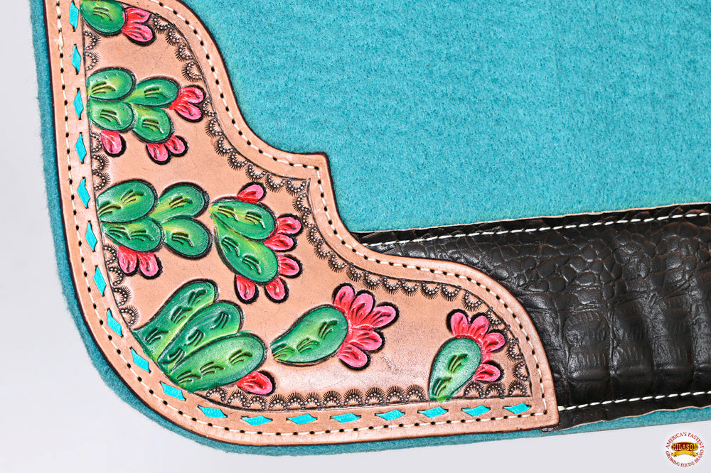 32&quot; X 30&quot; Hilason Horse Western Contoured Wool Felt Therapeutic Saddle Pad Turquoise
