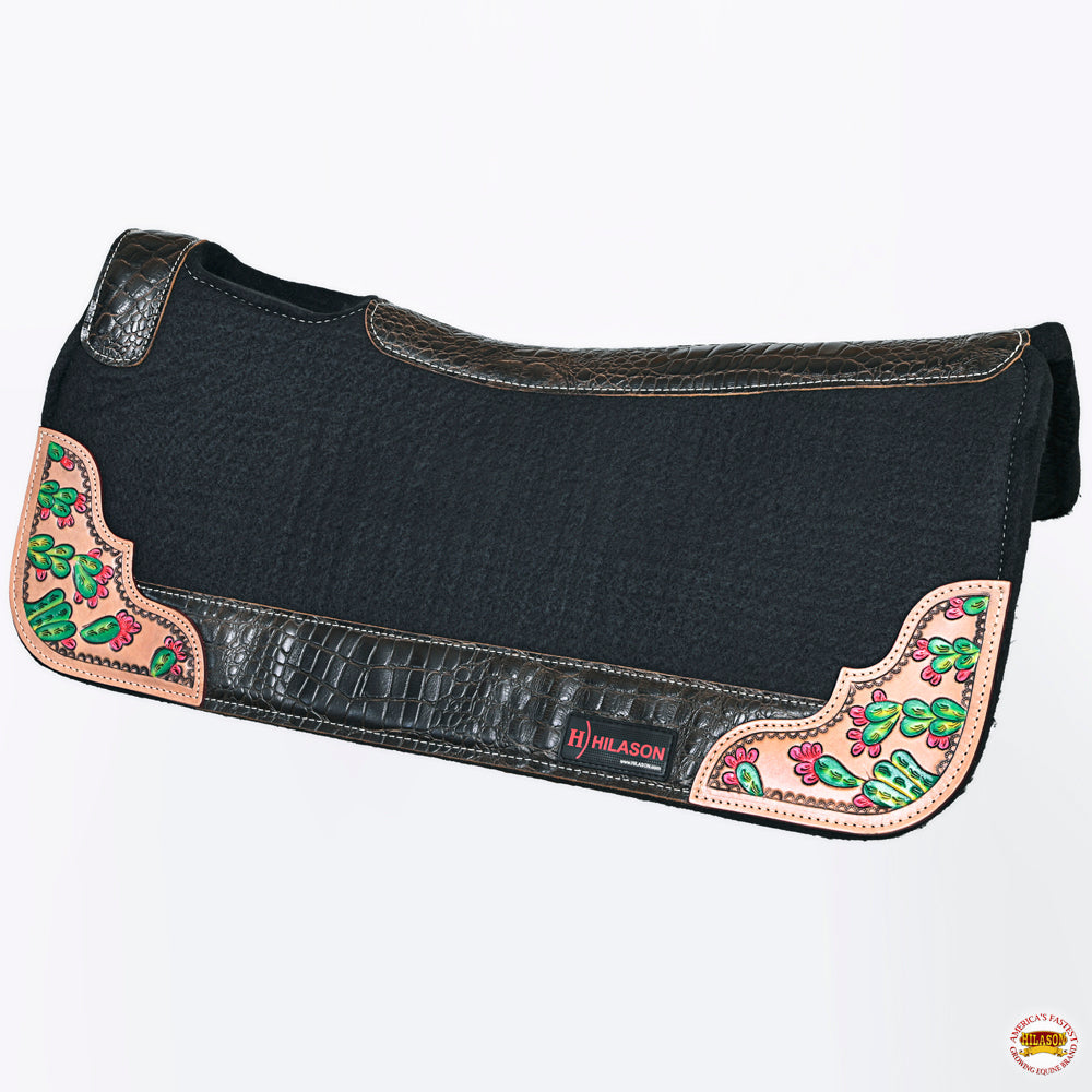 32&quot; X 30&quot; Hilason Horse Western Contoured Wool Felt Therapeutic Saddle Pad Black