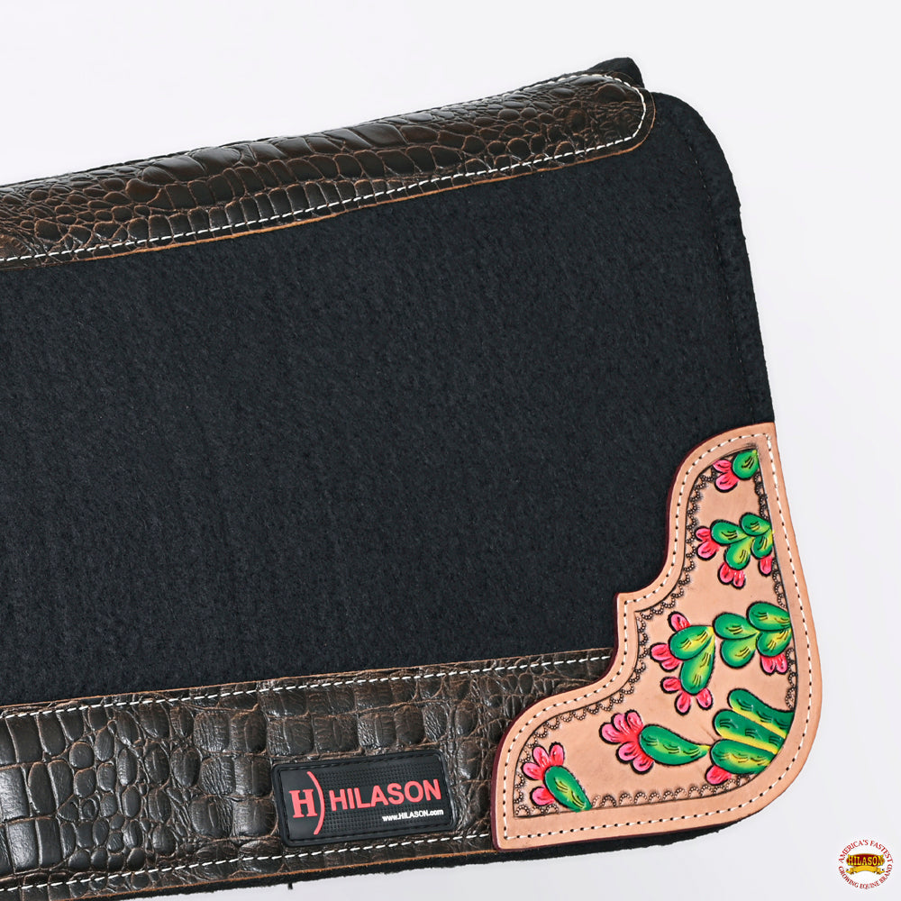 32&quot; X 30&quot; Hilason Horse Western Contoured Wool Felt Therapeutic Saddle Pad Black