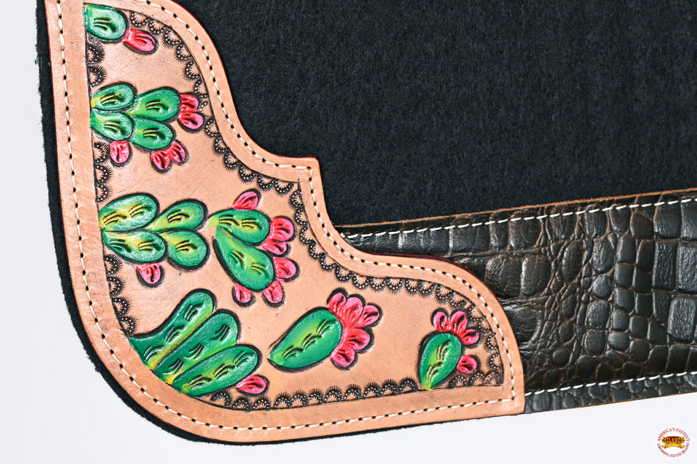 32&quot; X 30&quot; Hilason Horse Western Contoured Wool Felt Therapeutic Saddle Pad Black