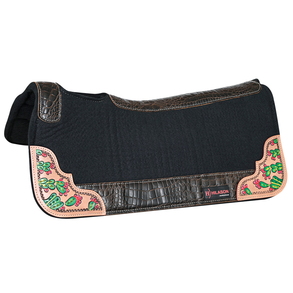 32&quot; X 30&quot; Hilason Horse Western Contoured Wool Felt Therapeutic Saddle Pad Black
