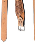 Comfytack Horse Saddle Flank Cinch Girth Handtooled Leather W/ Billets Antique Tan