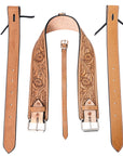 Comfytack Horse Saddle Flank Cinch Girth Handtooled Leather W/ Billets Antique Tan