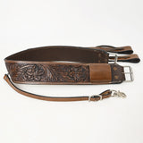 Comfytack Horse Western Floral Tooled Leather Rear Flank Saddle Cinch With Billets