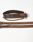 Comfytack Horse Western Floral Tooled Leather Rear Flank Saddle Cinch With Billets