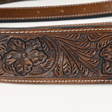 Comfytack Horse Western Floral Tooled Leather Rear Flank Saddle Cinch With Billets