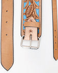 Comfytack Horse Western Floral Tooled Leather Rear Flank Saddle Cinch With Billets