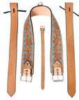 Comfytack Horse Western Floral Tooled Leather Rear Flank Saddle Cinch With Billets