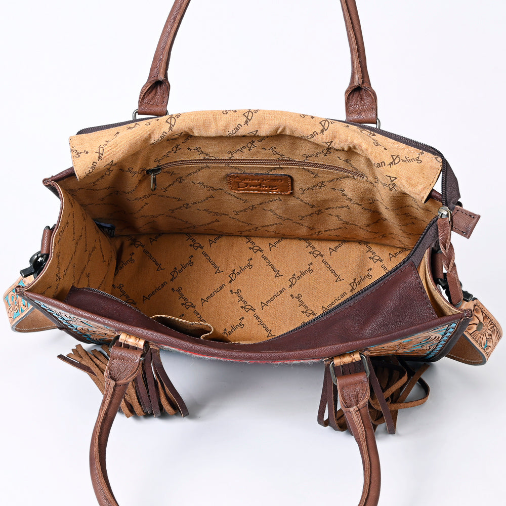 American Darling Briefcase Hand Tooled Saddle Blanket Genuine Leather women bag western handbag purse