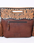 American Darling Clutch Hand Tooled Saddle Blanket Fabric Genuine Leather Western Women Bag Handbag Purse | Purses for Cute