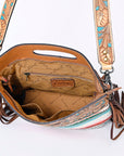 American Darling Clutch Hand Tooled Saddle Blanket Fabric Genuine Leather Western Women Bag Handbag Purse | Purses for Cute
