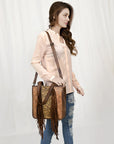 American Darling Tote Hand Tooled Hair-On Genuine Leather women bag western handbag purse