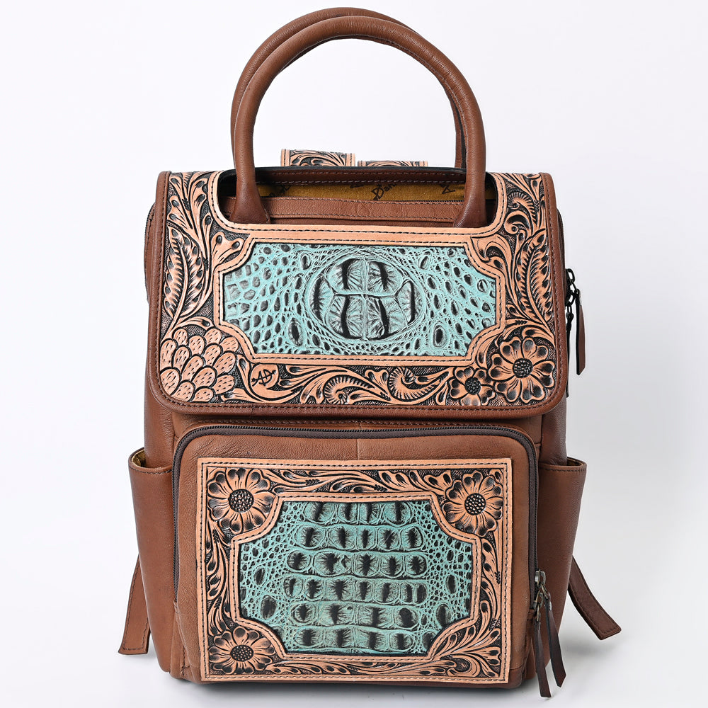American Darling Backpack Hand Tooled Crocodile embossed Genuine Leather women bag western handbag purse