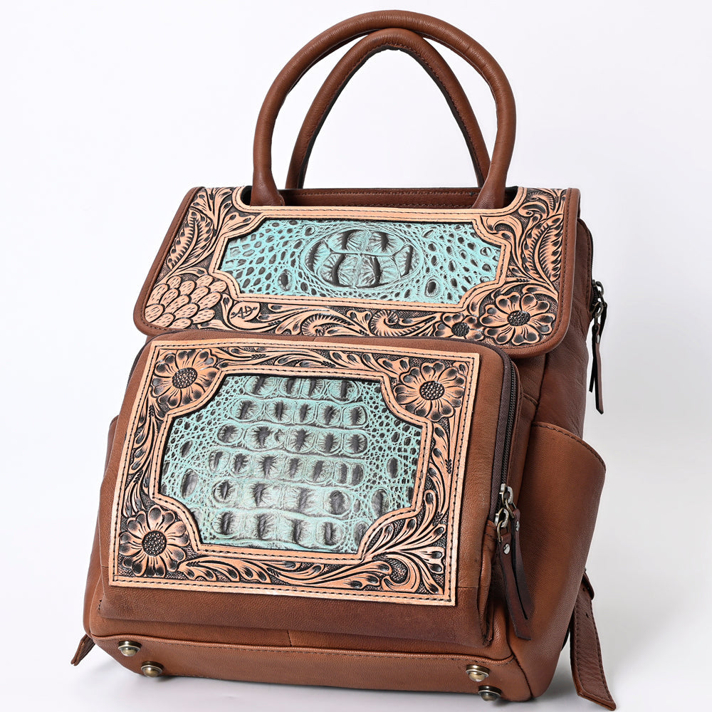 American Darling Backpack Hand Tooled Crocodile embossed Genuine Leather women bag western handbag purse